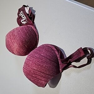 Pink Victoria's secret maroon 32DD wear everywhere push up bra